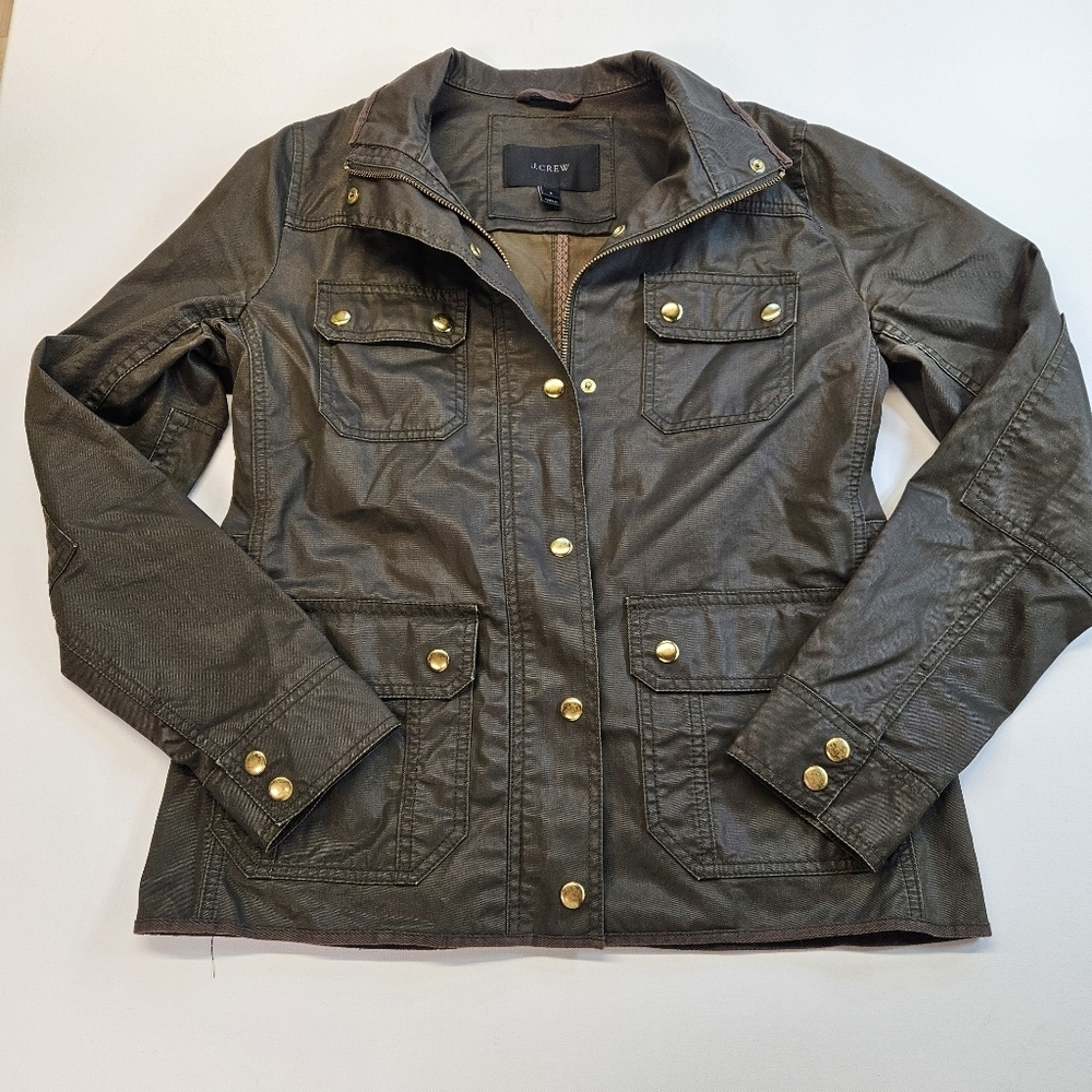 J.Crew Small Waxed Downtown Field Jacket Utility Lightweight Army Green Olive